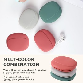 Cacovedo Silicone Headphone Organizer, 4-Port Data Cable Storage Case, Portable Earbud Case, Mini Storage Bag