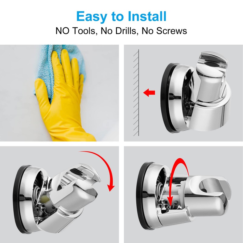 Hibbent 2 Pack Vacuum Suction Cup Shower Head Holder, Removable