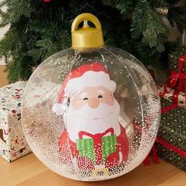32 Inch Giant PVC Christmas Decorated Ball Inflatable Outdoor Holiday Yard Decorations Christmas Yard Decorations Outdoor Christmas Decorations for Decor(1Pcs) (Transparent Santa Claus)