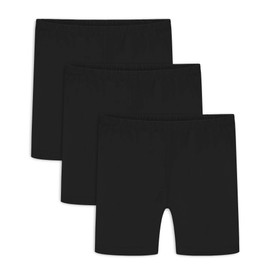 Auranso Girls' Cycling Shorts Cotton Shorts Leggings 3 Pairs 9-10 Years Black, black