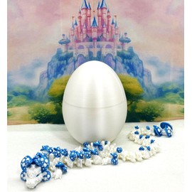 3D Printed Mushroom Dragon with Dragon Egg, Full Articulated White and Blue Mushroom Dragon, 3D Printed Executive Desk Toys,Fidget Toys for Autism/ADHD D046-WB