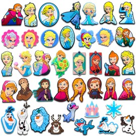 Zanerolan 40Pcs Princess Shoe Decoration Charms for Clog, Cartoon Princess Snowman Charms Accessories for Women Men