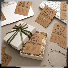 Liliaafar 50 Sets Employee Appreciation Gifts for Team Coworker Bracelets Bulk Thank You Bracelets You Are A Key Part of Our Team Gift Teamwork Gifts for Women Men Staff Teacher Retirement