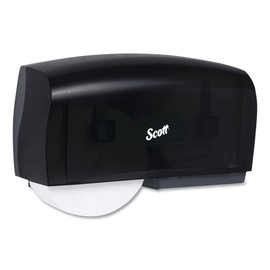 Scott Essential Coreless JRT Twin Toilet Paper Dispenser (09608), High Capacity, Durable, 20” x 6” x 11”, Smoke (Black)