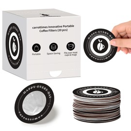 carrottimes 20 Pcs Disposable Coffee Filters, Portable Mini Pour Over Coffee Filter, Small Paper Coffee Filters for Drip Coffee, Perfect for Camping, Home, Office (Black)