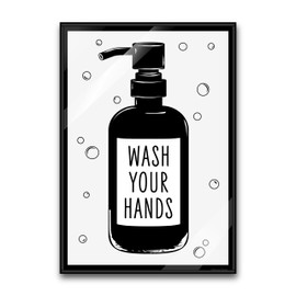 Vintage Wash Your Hands Sign, 4.0x5.7" Premium Acrylic Wash Your Hands Sign Bathroom Decor, Cute Farmhouse Signs, Hand Soap Dispenser Wall Art, Please Wash Your Hands Bathroom Sign, Made in USA
