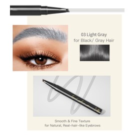 GL-Turelifes Eyebrow Pencil Microblading Pen, Liquid Eyebrow Pen Micro 4 Tip Eyebrow Pencil Brow Pen Long-Lasting Waterproof & Smudge-proof Natural Eyebrow Makeup (#03 Light Grey)