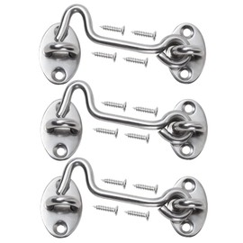 4" Barn Door Latch Door Lock Hardware, Sliding Door Lock Eye Hook Latch with Screws, Rust-Resistant Metal Gate Latch, Privacy Hooks Latch for Inside Door, Wooden Fence, Garage Door (3 Pack)