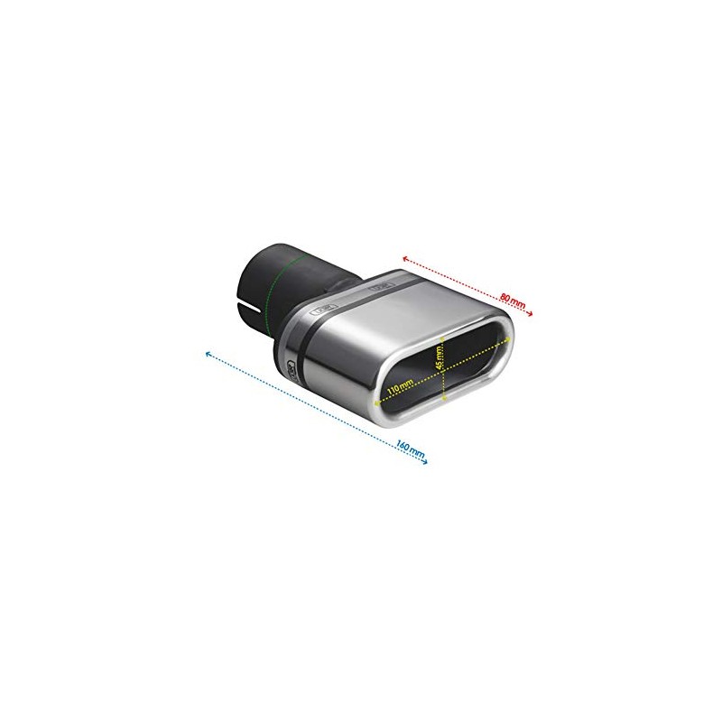 Ulter Sport Exhaust finisher - Oval 110x45mm - Length 80mm
