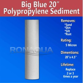 Ronaqua Big Blue CTO Carbon Block & 2 Sediment Water Filters 4.5" x 20" Cartridges Set