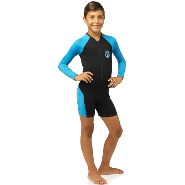 Cressi Sub S.p.A. Little Shark Long Sleeve Shorty Jumpsuit for Children Black/Blue 5/6 Years