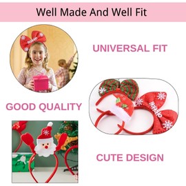 SEVEN STYLE 12 PCS Holiday Headbands, Cute Christmas Head Hat Toppers, Great Fun and Festive for Christmas Party Favors and Holiday Photos Booth