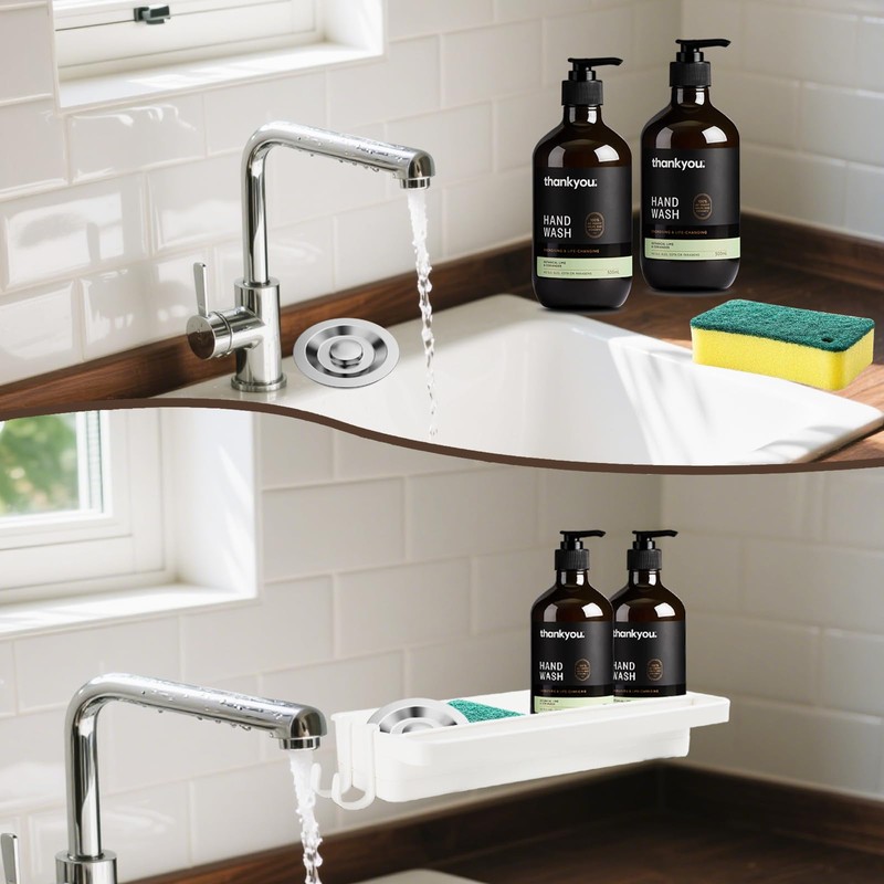 YRYUNRUI Sink Caddy, Kitchen Rust-Free Sink Organiser, Padded Soap Holder