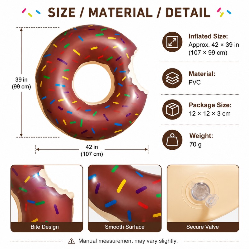 Donut Inflatable Pool Float for Summer Fun – PVC Swimming
