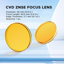 OMTech 20 mm Meniscus Focus Lens, CVD ZnSe CO2 Laser Engraver Focal Lens with 63.5 mm (2.5 in.) Focal Length, Laser Engraver Lens for 80W 100W 130W 150W Laser Cutting Machines with 99.5% Transmittance
