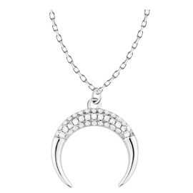 Sofia Milani - Women's Necklace 925 Silver with Zirconia Stones - Moon Pendant - 50225, Sterling Silver, Cubic Zirconia
