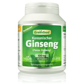 Korean Ginseng (Red Ginseng), 100 mg, 120 Capsules, High Dose - Root Extract with 30% Saponins. No Artificial Additives, No Genetic Engineering. Vegan..