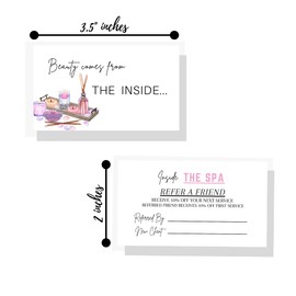 Referral Cards for Salon | 50 pk | 2x3.5” for Client Loyalty Discount Business Cards Small Business Spa Scissors and Brush Soft Pink Minimalist Hairstylist