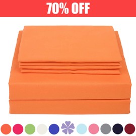 Best Season 400 Thread Count Cotton Full Size Sheet Set (Orange Color) 4 Piece - 100% Long Staple Cotton Sheets Set, Soft Cotton Bed Sheets Sets with Deep Pocket fit Upto 16 inch