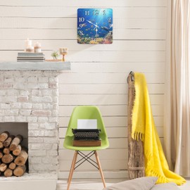 Britimes Wall Clock, Square Silent Non-Ticking Battery Operated Clock 12 Inch, Underwater Coral Reef Tropical Fish Home Decor for Living Room, Bathroom, Bedroom, Kitchen, Office and School