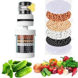 Faucet Water Filter Purifier Faucet Filters Upgrade Activated Carbon Water Filter Tap Universal Kitchen Mixer Interface Faucet Filter White rotating filter 6 Layer Filtration (Rotating white)