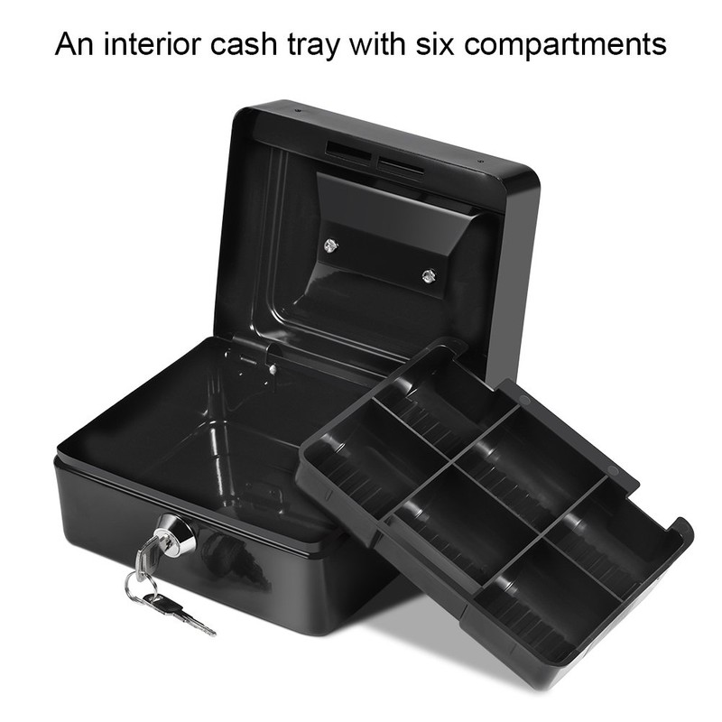 Steel Security Box Household, Mini Portable Petty Safe Lockable Cash