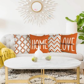 YCOLL Farmhouse Pillow Covers 20x20 Set of 4 Throw Pillow Covers Rustic Linen Decorative Pillows Square Cushion Covers for Couch Sofa Bedroom Home Decor