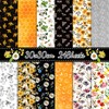 24 Sheets Gold Honey Bee & Autumn Flower Scrapbook Paper
