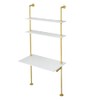 MAIKAILUN White and Gold Desk, 36" Ladder Desk, Wall Mount