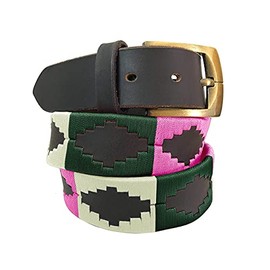 Carlos Diaz Mens Womens Premium Unisex Brown Leather Embroidered Designer Polo Belt (115 cm/ 44-46 Inches)