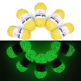 BulingBuling - Hilo brillante en la oscuridad, paquete de 5 colores, 1 (260 g/9 oz, 273 yardas), hilo de tejer y ganchillo para manualidades, regalos de Navidad, fabricación de muñecas (amarillo