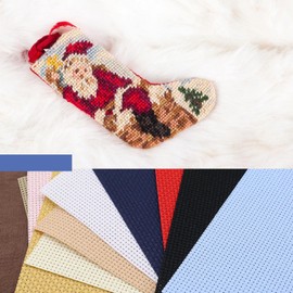 VGOL 20Pcs 11CT Cross Stitch Fabric DIY Cross Stitch Cloth for DIY Art Craft Handwork 10 Colors 100% Cotton 15x15cm/5.9x5.9 inches Square Multicolor Handmade Accessories