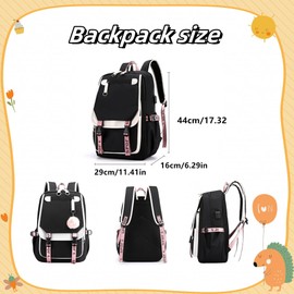 ZHANAO Backpack for Girls Casual Daypack Nylon Waterproof Kids Elementary Middle Schoolbag Children Bookbag