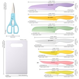 KATISUN Knife Set with Kitchen Cutting Board，30 Piece Colour Coding Stainless Steel Boxed Knives Set with Kitchen Shears，14 Knives with 14 Blade Covers，Anti-Rust and Dishwasher Safe