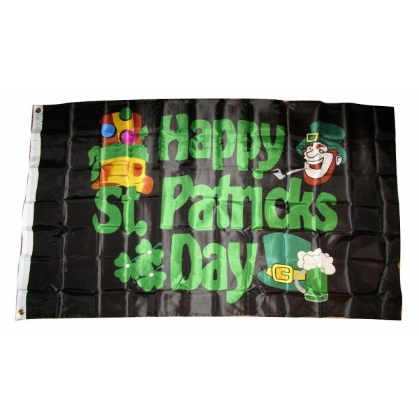 Unbranded 3x5 Happy St. Patty's Patricks Day Flag 3'x5' Black