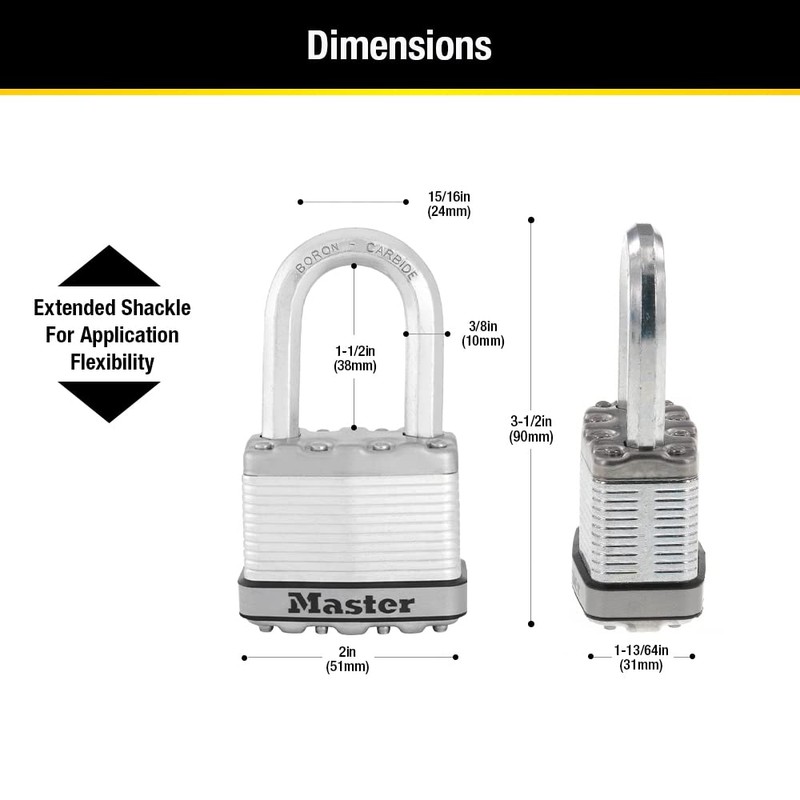 Master Lock M5XTRILF Magnum Heavy Duty Outdoor Padlock with Key,