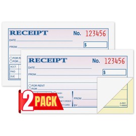 1InTheOffice Money and Rent Receipt, 2-3/4 x 5-3/8 Inches, 2-Parts, Carbonless, White/Canary, 50 Sets per Book (2 Books)