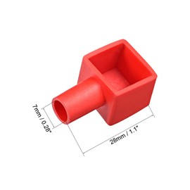 uxcell Battery Terminal Insulating Rubber Protector Covers Square for 7mm Terminal 14mm Cable Red Black 2 Pairs
