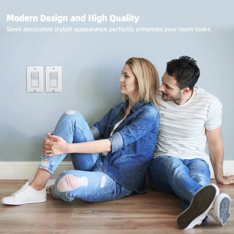 Smart-us 10 Pack Decorator Paddle Rocker Light Switch Residential Grade,15A