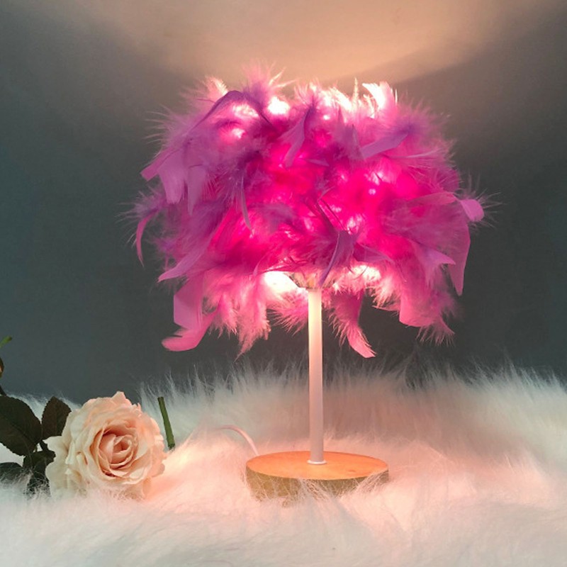 Feather Table Lamp Light Luxury Bedside Lamp Night Light for