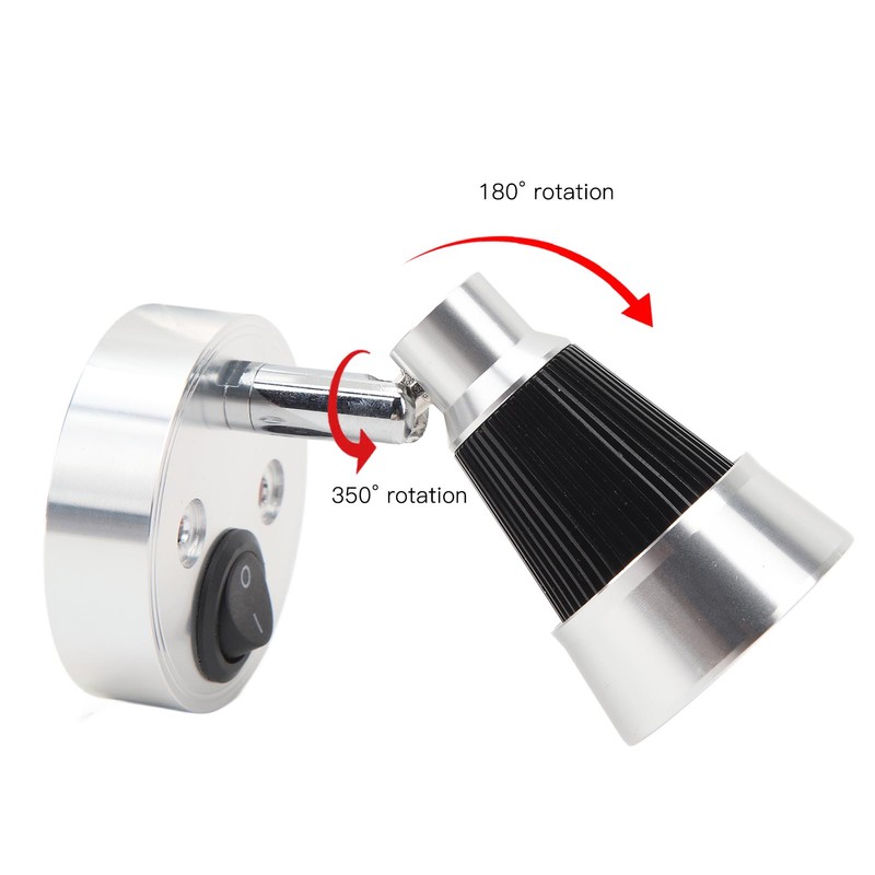 LED RV Bedside Lamp DC12 to 24V Silver 3W 3000K
