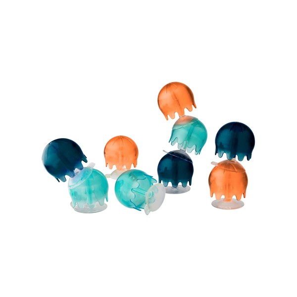 Boon JELLIES - Juguetes de baño con ventosa, juguetes sensoriales para bebé, azul marino/coral, edades de 12 meses en adelante, 9 unidades