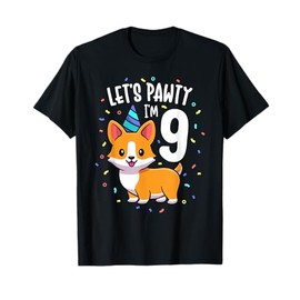 9 Years Old Corgi Dog Lover 9th Birthday Party Outfit Kid T-Shirt