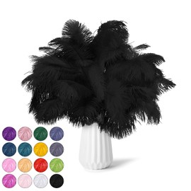 NEWONG 30pcs Black Ostrich Feathers Natural Bulk 9-12inch(23-30cm) Vase Craft Wedding Home Party Centerpieces Christmas Day Decoration