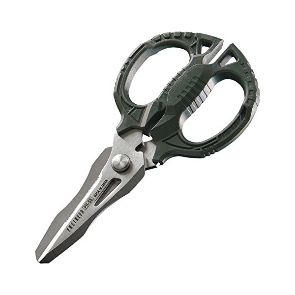ENGINEER PH-55 Multi-Function, 160mm Compact Scissors, Electrician Scissors, with 4-in-1 Combi Blade - cuts Carpet, Leather, Solid Copper Wire, Insulated cable, CDs, Thick Rope & More. Made in Japan