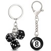 Neptniopllab 2PC Keychain-8 Ball Billiard Keychain + Lucky Dice Keyring