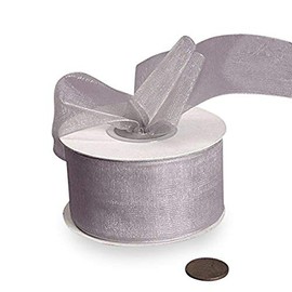 5/8" X 25 Yards Silver Shimmer Sheer Organza Ribbon