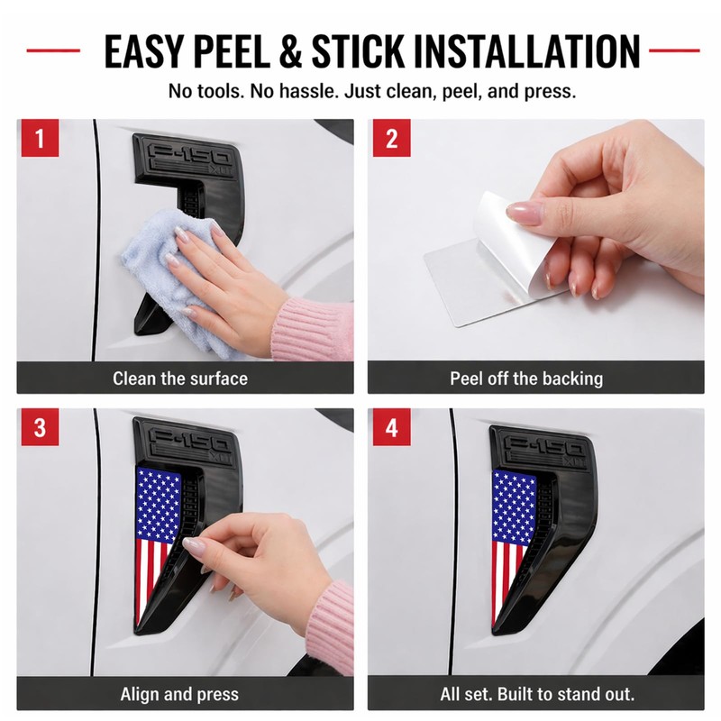 American Flag Decal for 2021-2026 Ford F150 Accessories, Premium Aluminum