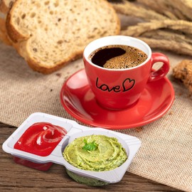 Qewro 10 Sets Double Compartment Snack Containers, Reusable Or Disposable Condiment with lids for Sauces, Ideal for On the Go Snack containers, to Go Pack