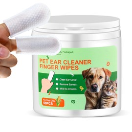 Pet Ear Wipes for Dogs and Cats,Gentle Cleansing and Odor Eliminating,Infused with Natural Plant Extracts,50 Count